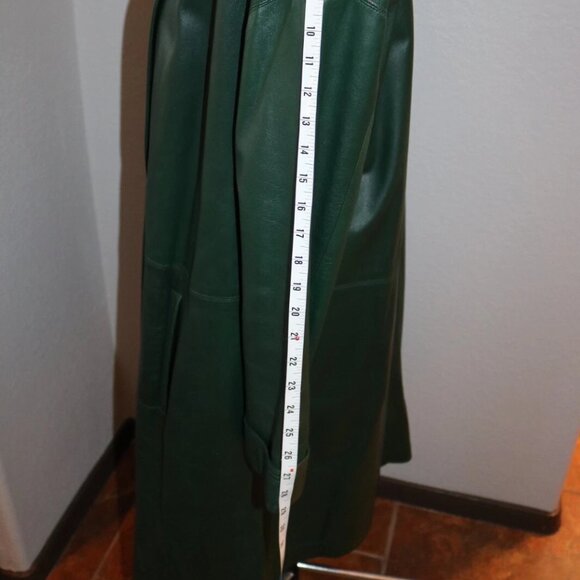 Womens Leather Swing Coat Green XS-S Soft Lambskin Y2K 80s-90s - Picture 8 of 12